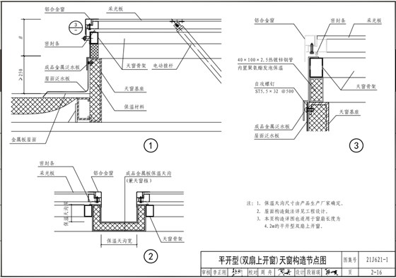 21J621-1图集一字型电动天窗结构示意图