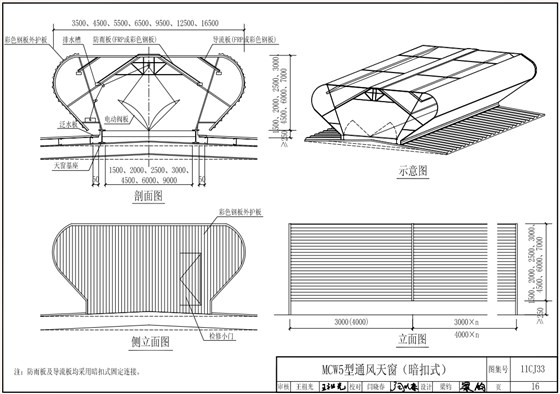 MCW5型通风天窗结构示意图