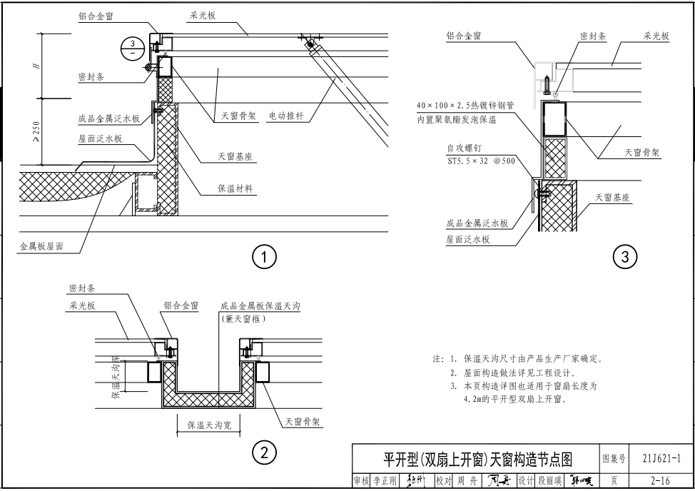 21J621-1图集一字型电动天窗结构示意图