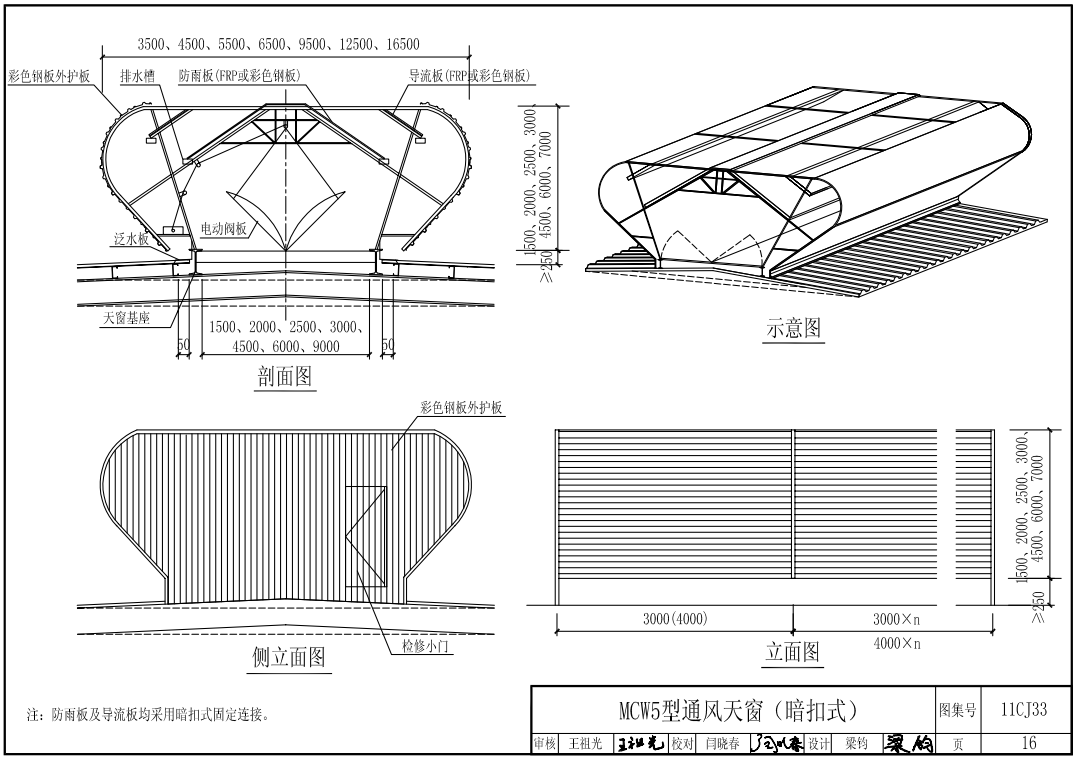 MCW5型通风天窗结构示意图